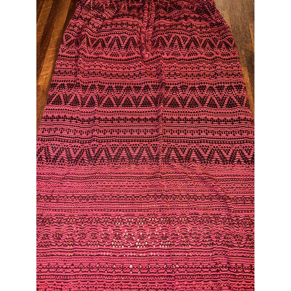 BeBop Pink Black Geometric Crochet Lace Maxi Dress Womens Large Racerback Boho - Picture 5 of 7